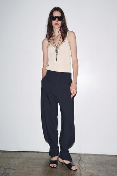 KNITTED STRAPPY TOP - Ecru by Zara