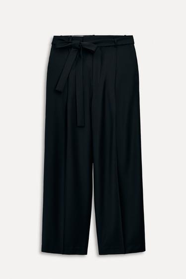 50TH ANNIVERSARY WOOL-BLEND TROUSERS WITH BELT - Black by Zara