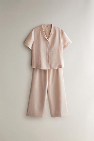 SHORT-SLEEVED LINEN SHIRT - Pink by Zara - Image 3