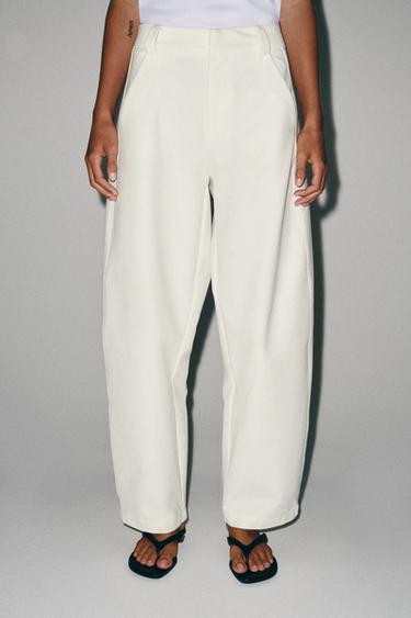 PANTALON BARREL - Écru de Zara
