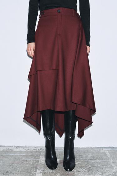 JUPE ASYMÉTRIQUE ZW COLLECTION - Bordeaux de Zara - Image 3