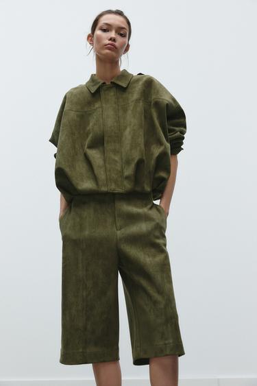 BLOUSON BOMBER EFFET DAIM - vert kaki-moyen de Zara - Image 3