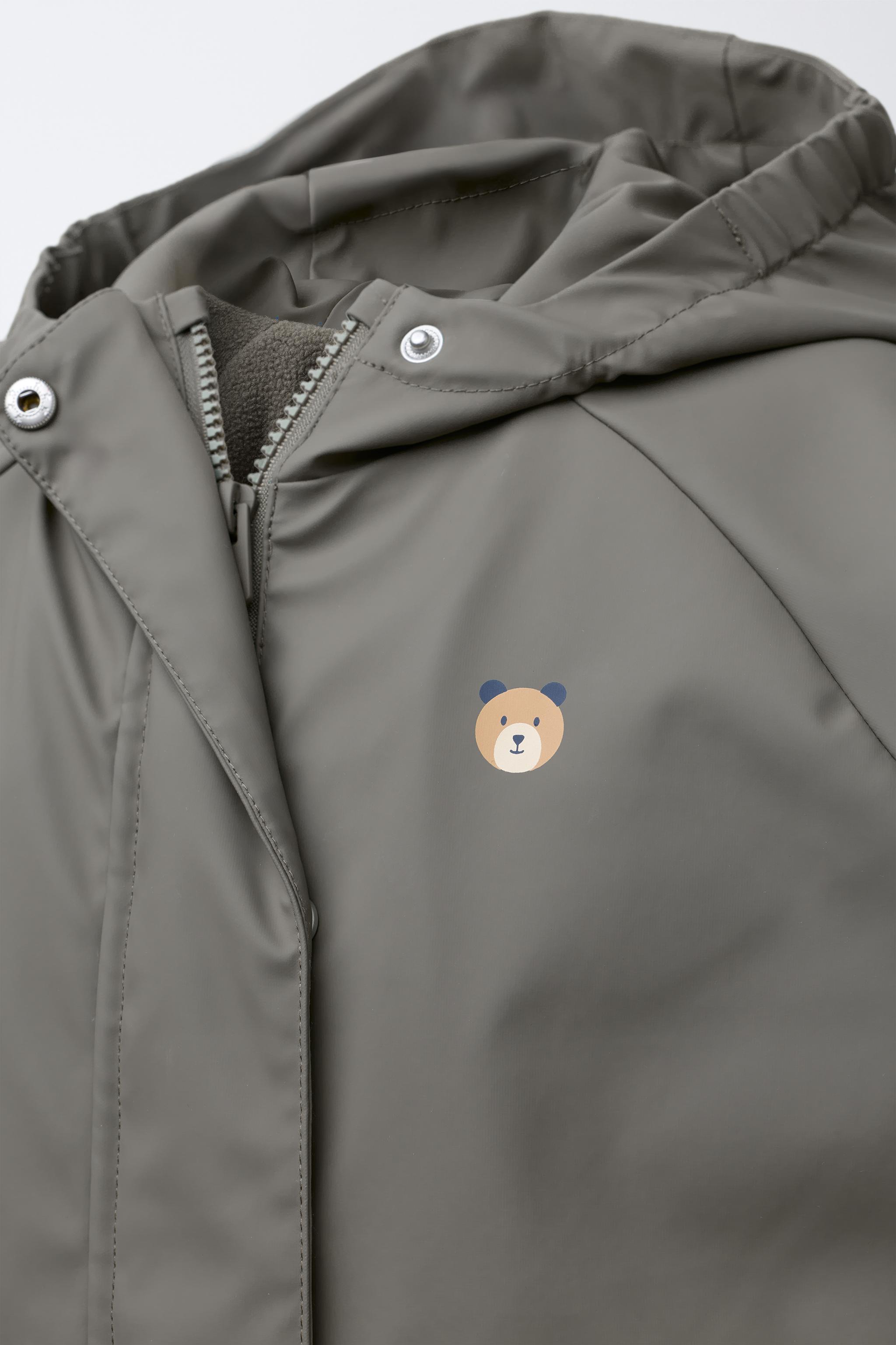 WATER-RESISTANT RUBBERIZED FLEECE-LINED RAINCOAT