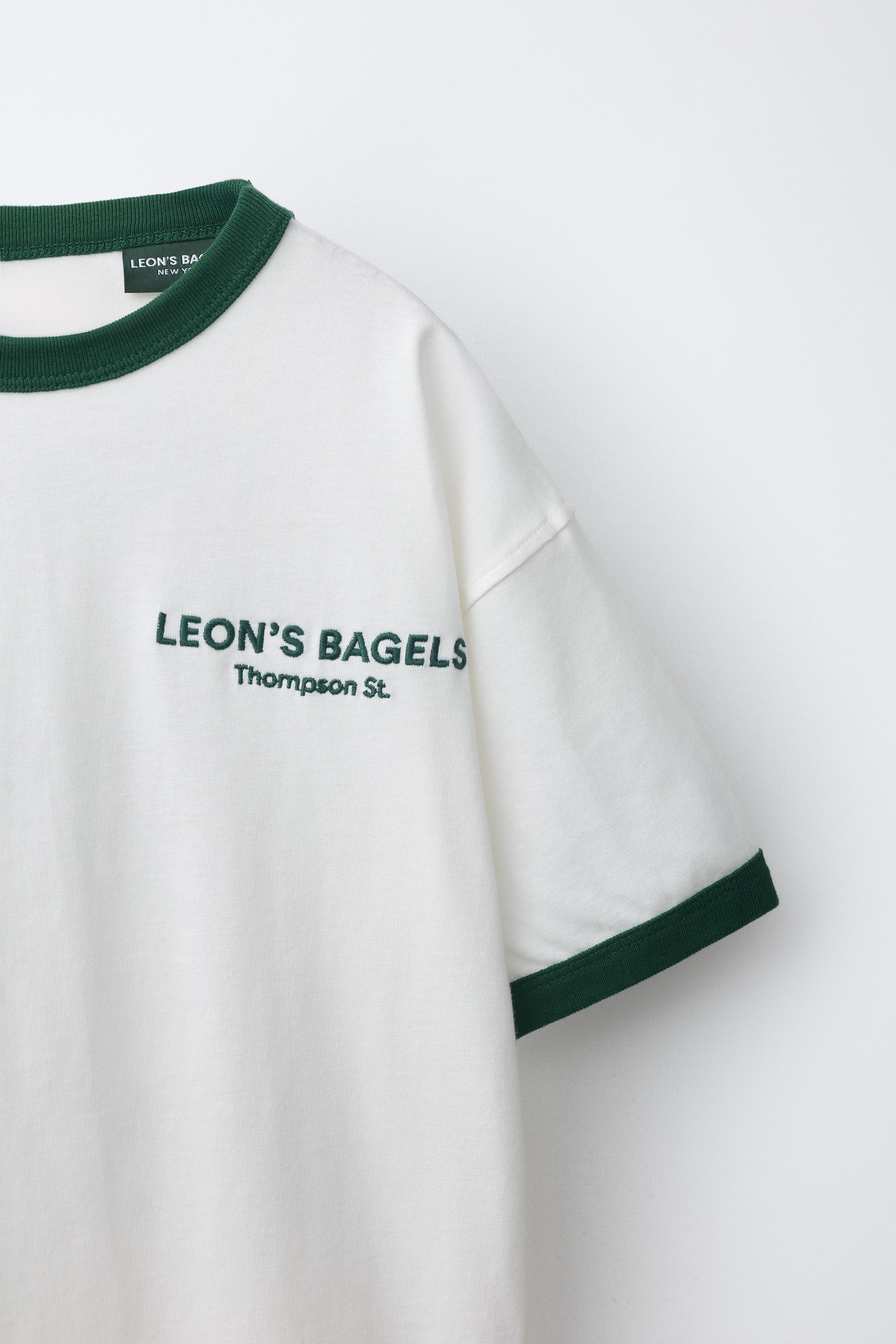 Детские футболки Zara LEON'S BAGELS ® CONTRAST PIPING T-SHIRT — фото 3