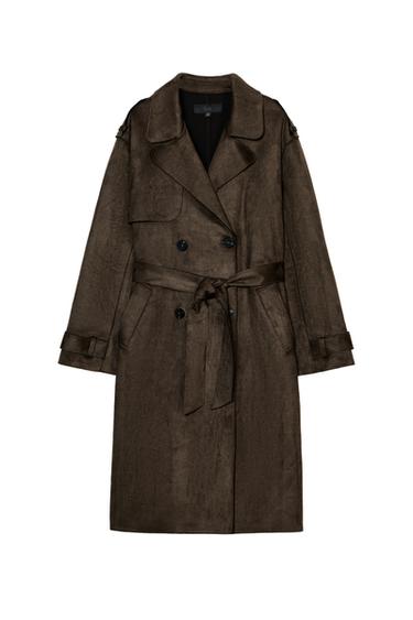 ΜΑΚΡΙΑ ΚΑΜΠΑΡΝΤΙΝΑ ΜΕ ΟΨΗ ΚΑΣΤΟΡ ΚΑΙ ΖΩΝΗ - Χακί ανοιχτό του Zara