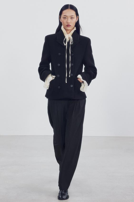 معطف قصير بالصوف ZW COLLECTION - أسود by Zara - Image 0