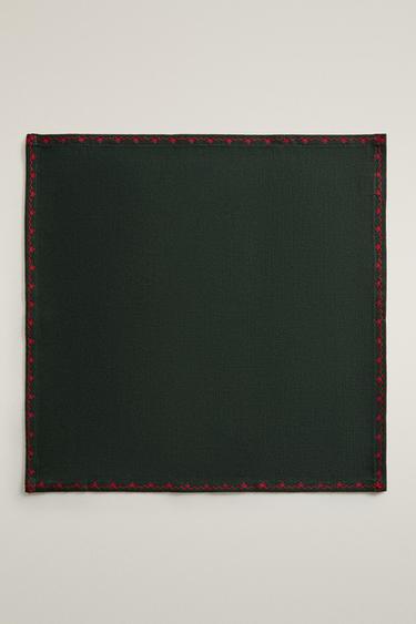 CHRISTMAS EMBROIDERED COTTON NAPKINS (SET OF 2) — Green 2