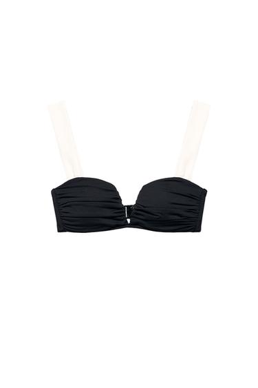 CONTRAST STRAP BIKINI TOP - Black by Zara