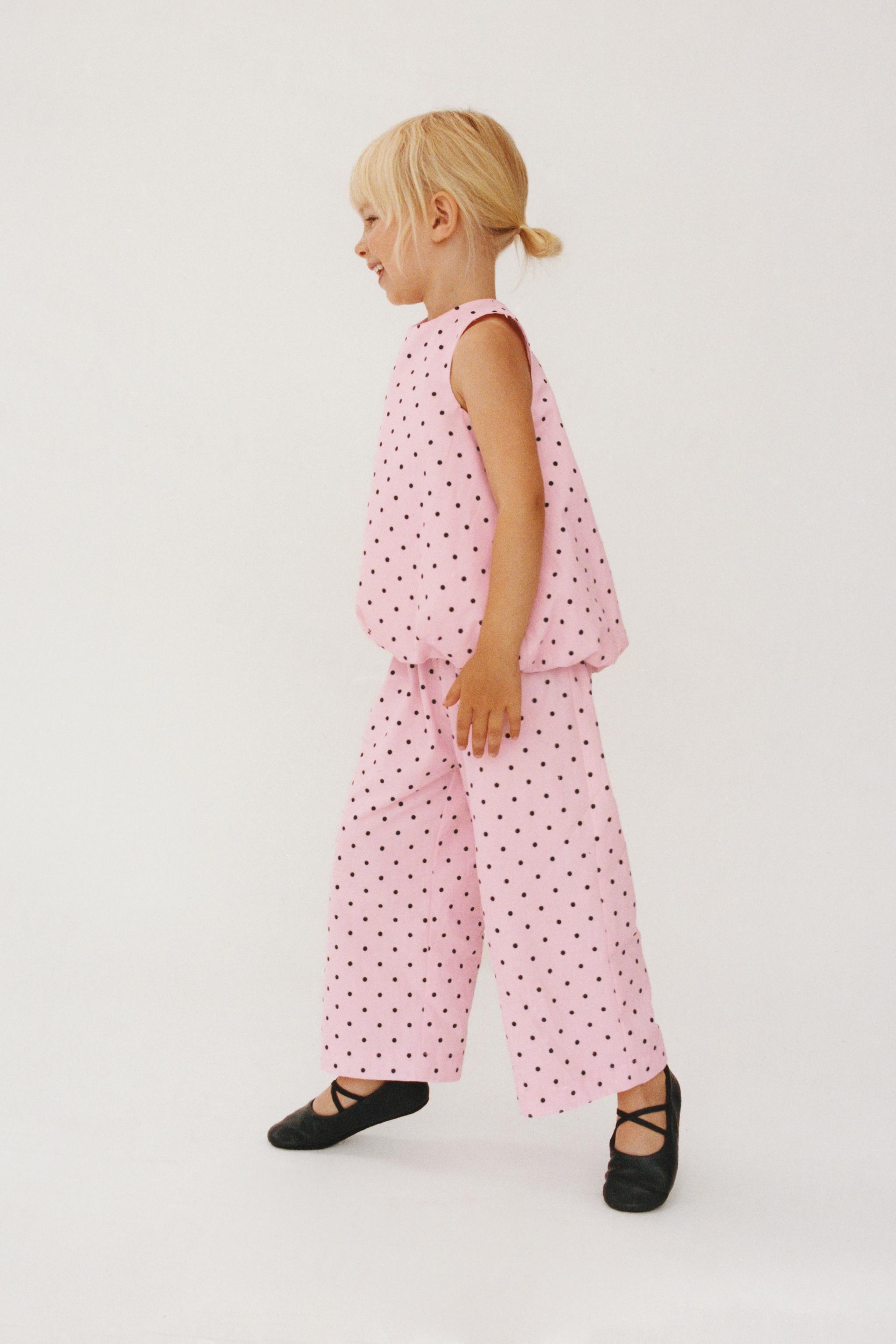 POLKA DOT PRINT STRAIGHT LEG PANTS - Pink | ZARA United States