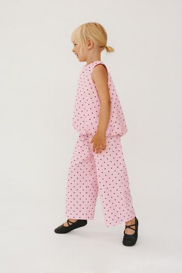 POLKA DOT PRINT STRAIGHT TROUSERS - Pink by Zara