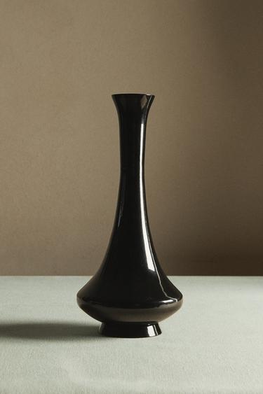ELONGATED GLOSS VASE - Black by Zara