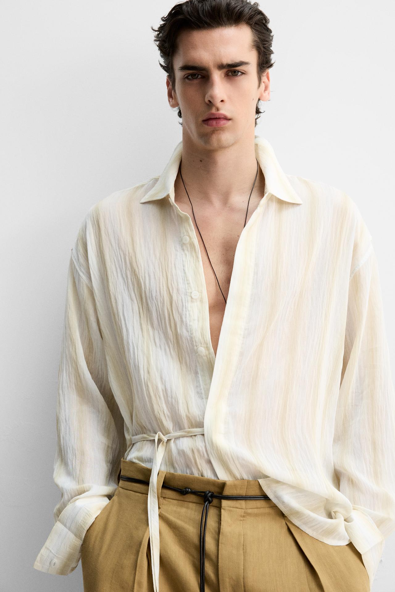 FLOWING SHIRT WITH BOW - Oyster-white by Zara