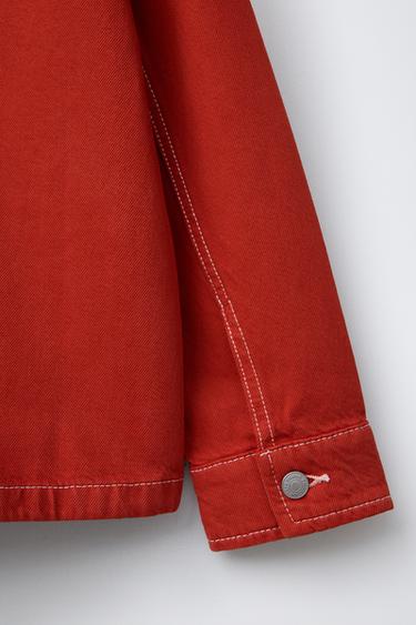 TWILL OVERSHIRT WITH TOPSTITCHING - Bright red by Zara - Image 3