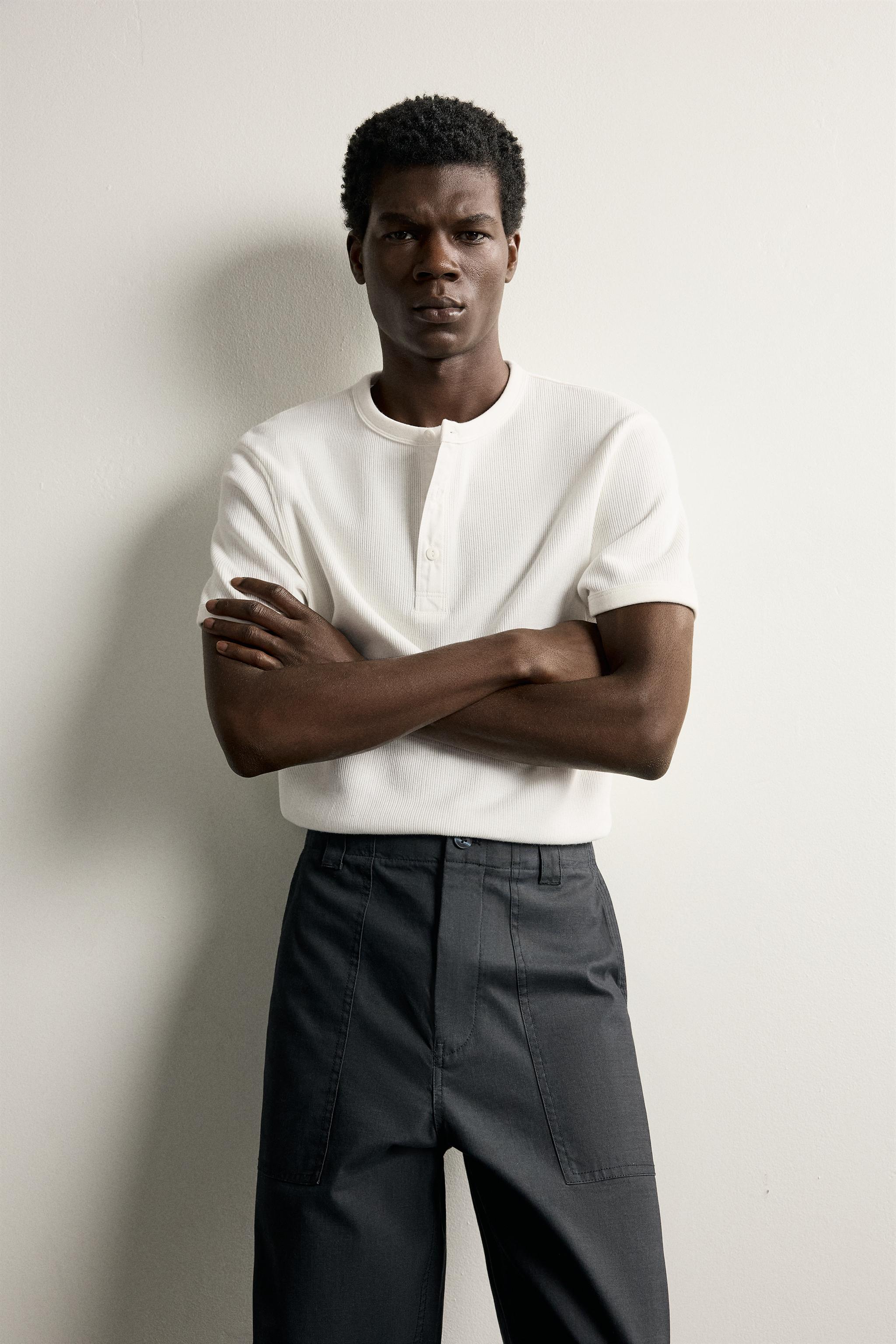 TEXTURED HENLEY T-SHIRT - White | ZARA Curaçao / Curazao
