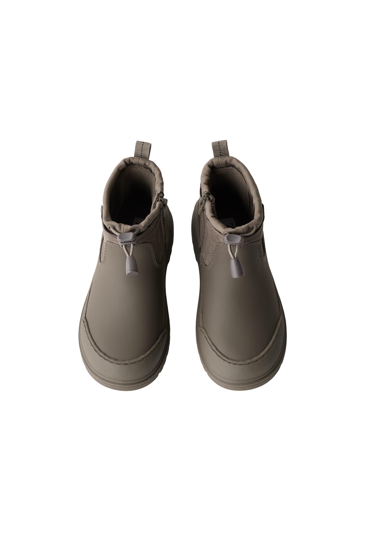 MIXED-MATERIAL ANKLE BOOTS — Taupe Gray