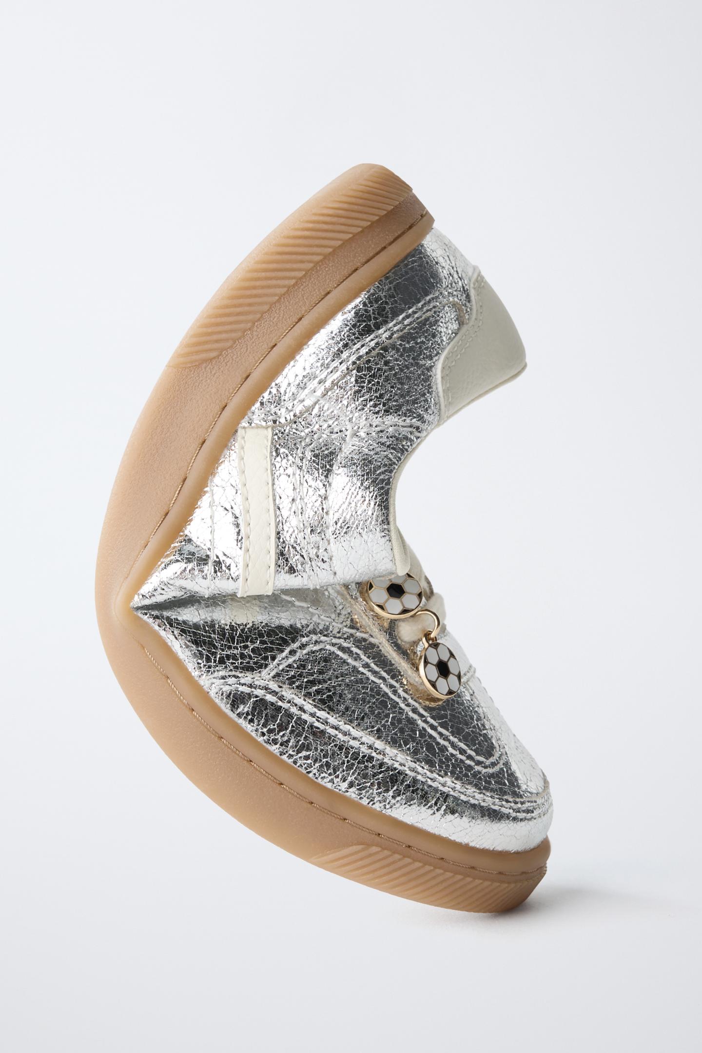 Детские кроссовки Zara Metallic, цвет: Серебряный — фото 3
