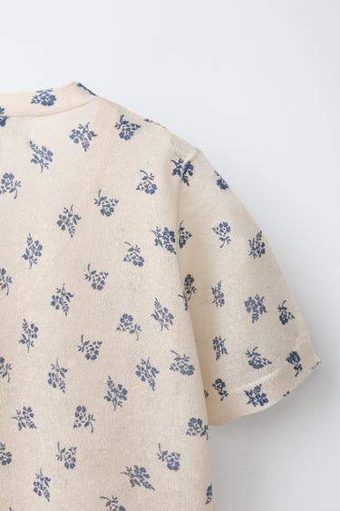 TOP EN MAILLE À FLEURS - Blanc cassé de Zara - Image 3