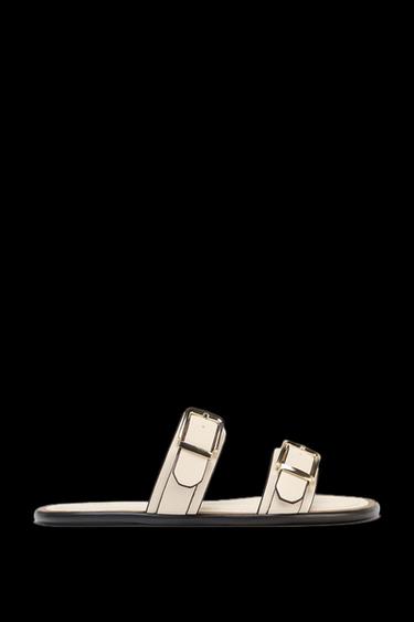 DOUBLE-STRAP BUCKLE SANDALS - Ecru White by Zara