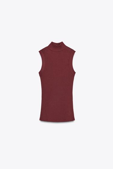 CAMISETA CUELLO PERKINS - Burdeos de Zara