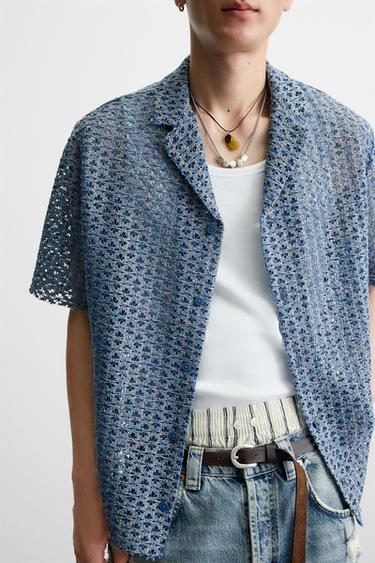 OPEN TEXTURED SHIRT - Light blue by Zara