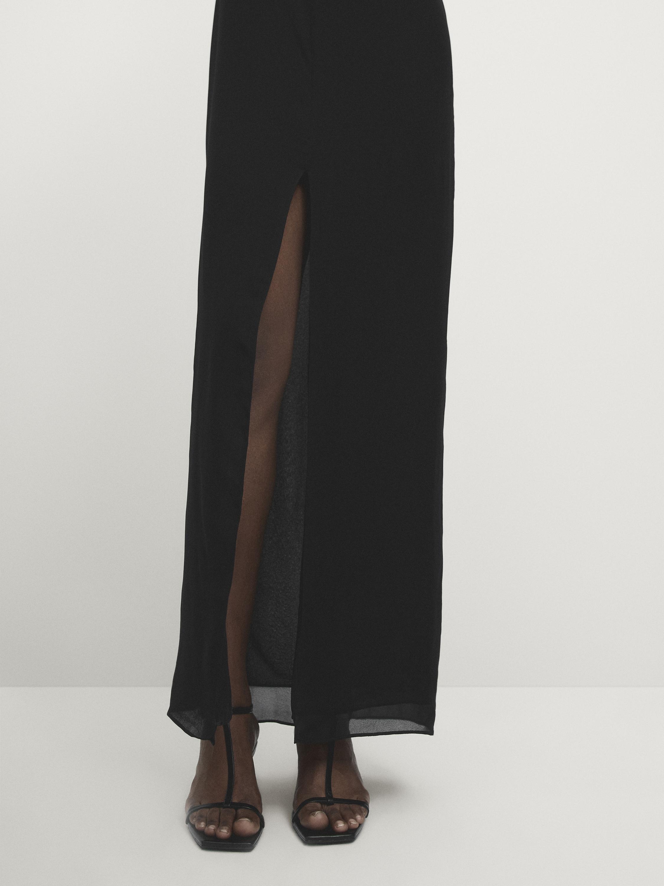 Strappy dress with slit detail - Studio - Black | ZARA United States