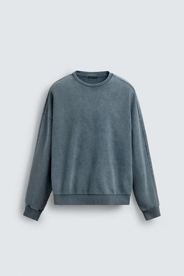 Zara 寬鬆水洗運動衫 - 藍色 - 圖片 0