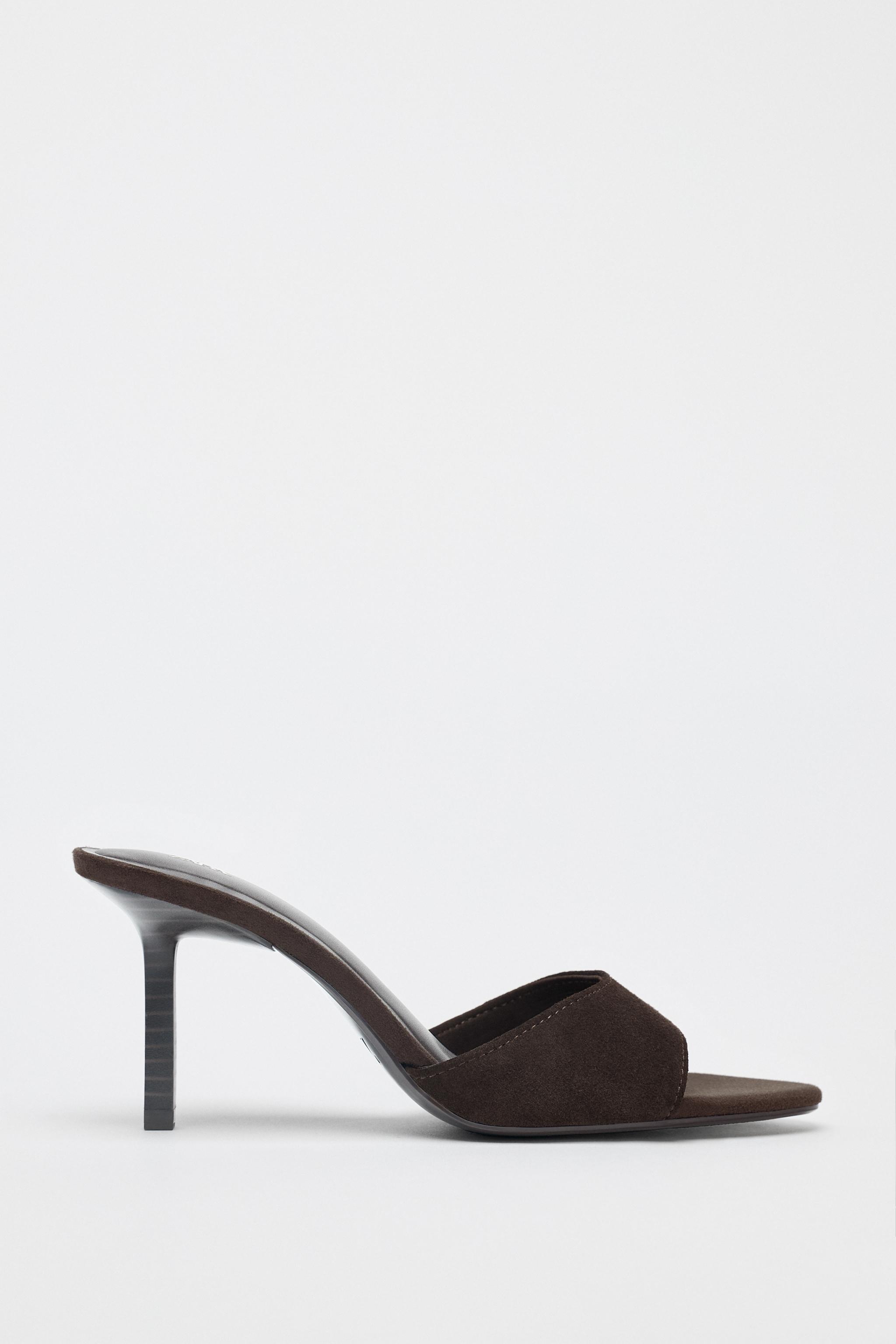 SPLIT LEATHER HEELED SANDALS