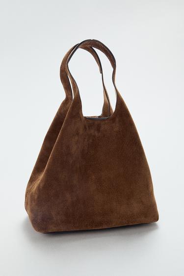 MINI SAC SHOPPER EN DAIM - Marron de Zara