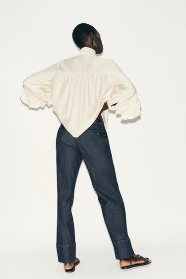 RUFFLED BLOUSE WITH BOW - Ecru de Zara - Image 5