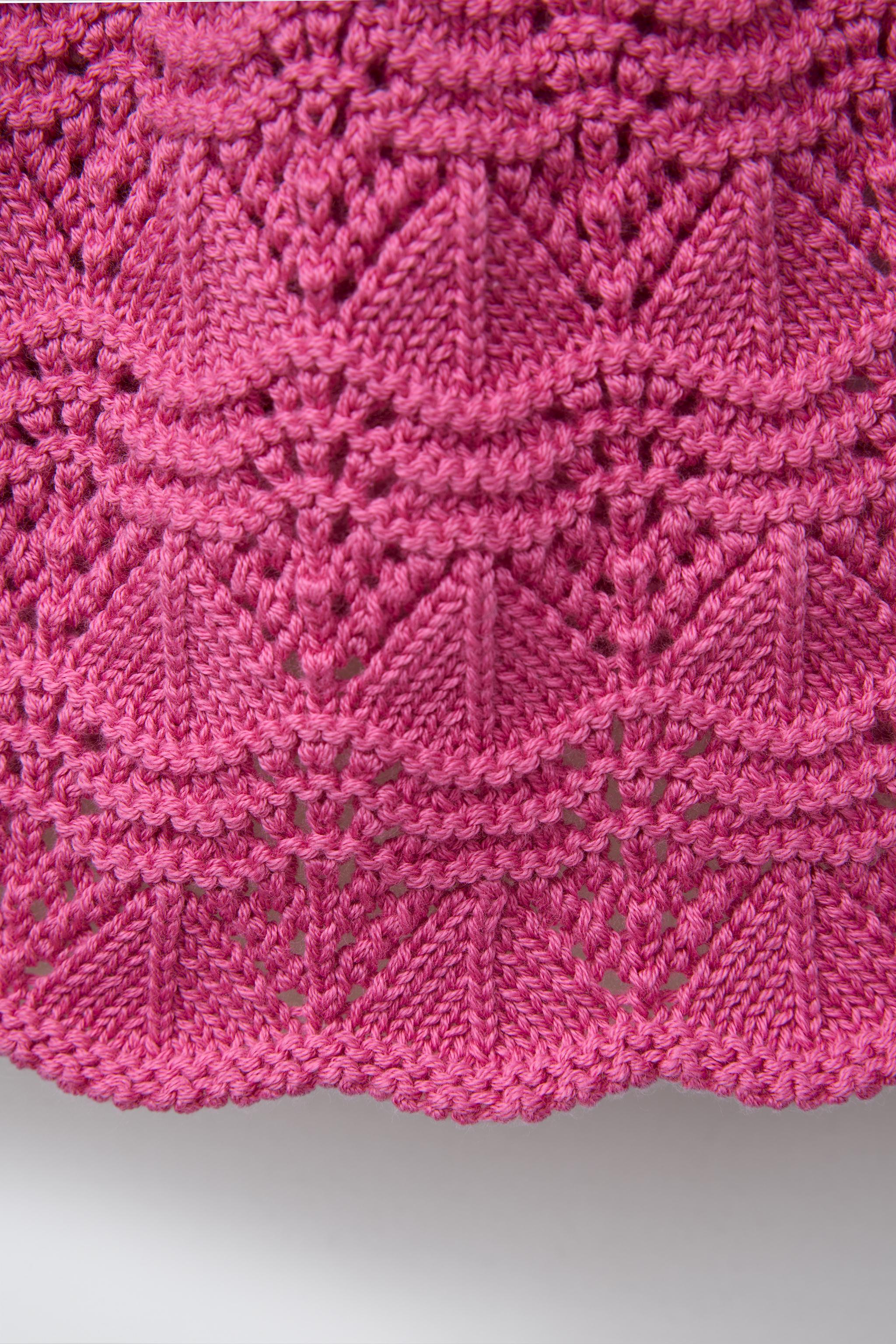 FLORAL CROCHET KNIT TOP - Fuchsia | ZARA United States