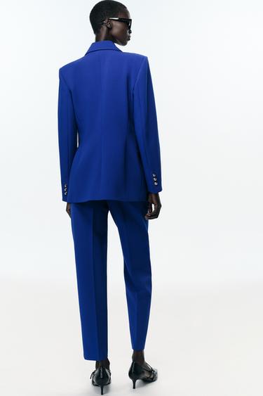 PANTALON SLIM TAILLE HAUTE - Bleu roi de Zara - Image 3