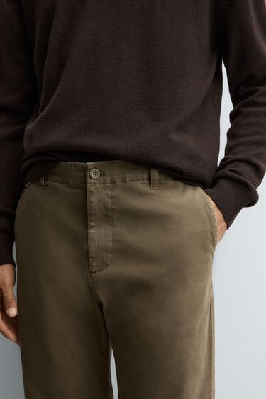 PANTALON STRAIGHT FIT SERGÉ - Kaki foncé de Zara - Image 4