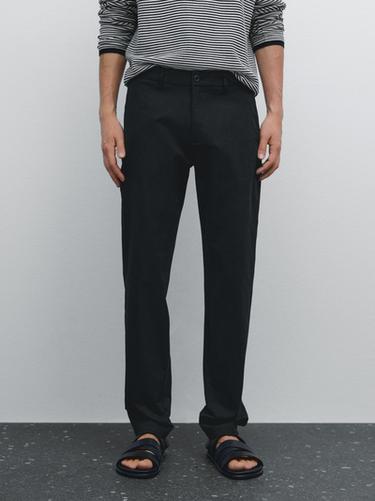 Zara Slim fit comfort cotton blend trousers - Navy blue