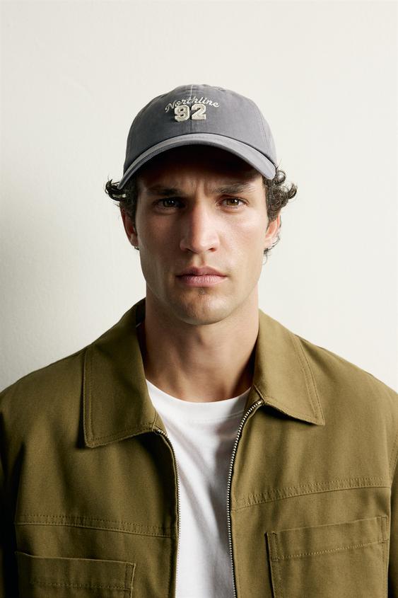 CASQUETTE DÉLAVÉE BRODÉE À PIÈCE - Gris de Zara - Image 0