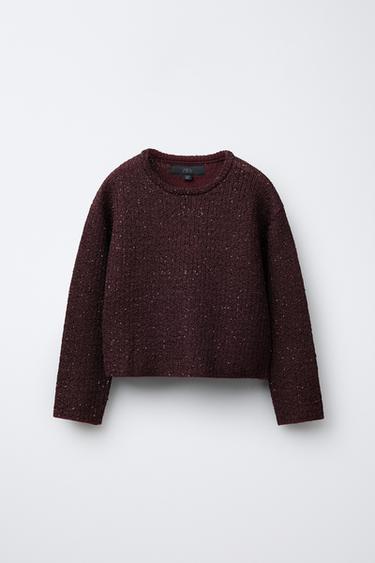SEQUIN JUMPER - Burgundy by Zara