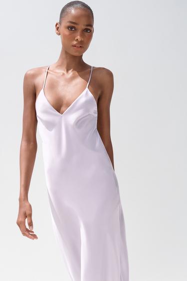 SATIN MIDI DRESS - Lilac by Zara