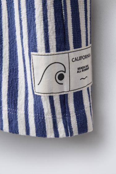 STRIPED TERRY BERMUDA SHORTS - Ecru / Navy by Zara - Image 3