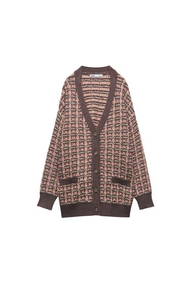 TEXTURED WEAVE KNIT CARDIGAN