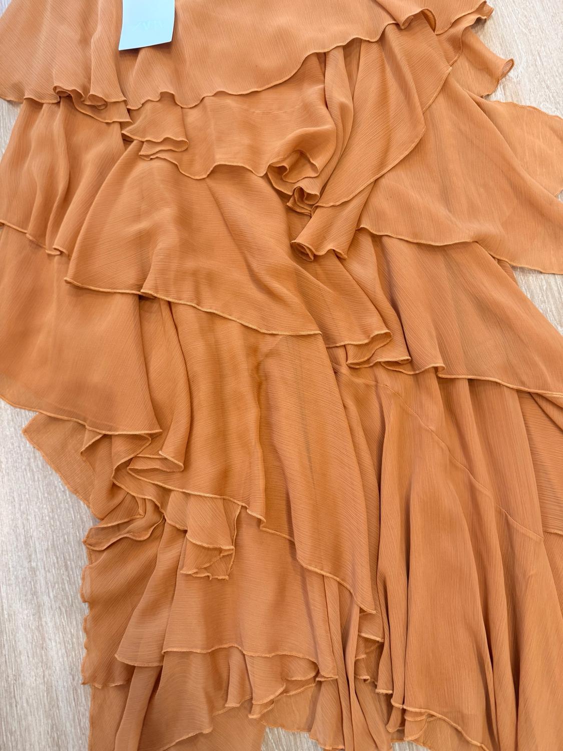 ZW COLLECTION ASYMMETRIC RUFFLE MIDI SKIRT - Image 3