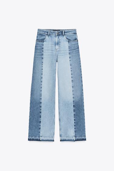 JEANS Z1975 PERNA LARGA CINTURA SUBIDA COMBINADO - Azul-médio da Zara