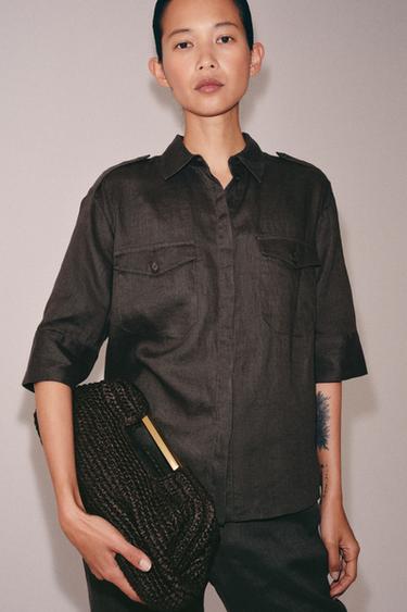 BRAIDED CLUTCH BAG - Brown by Zara - Image 1