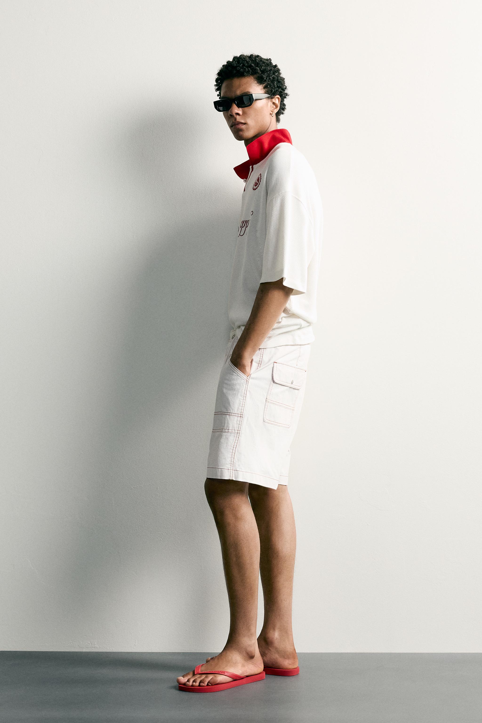 Zara RETRO FUTBOL RELAXED FIT POLO T-SHIRT görsel 4