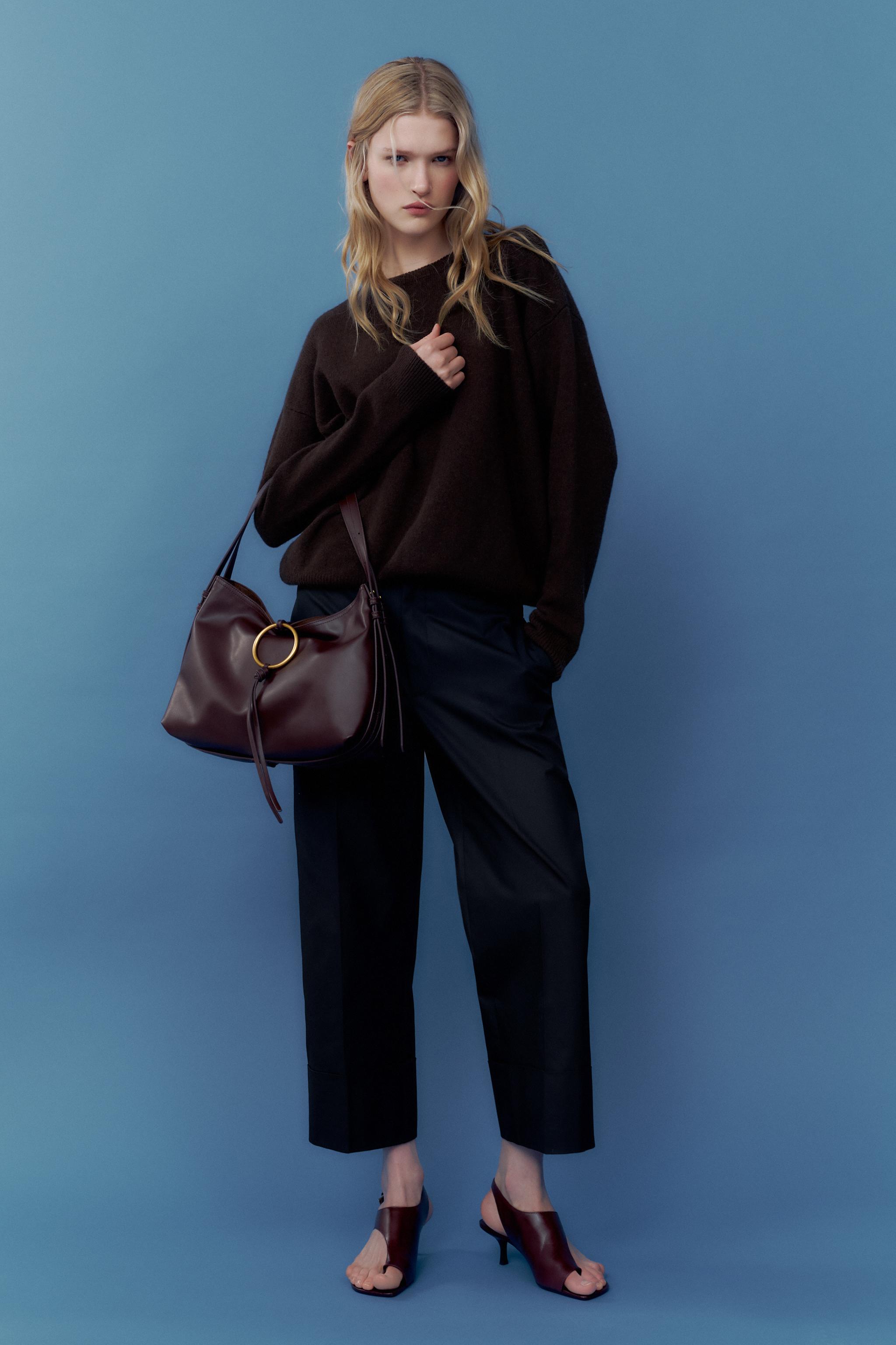 バッグ OUAT shoulder bag steel SOFT MAXI BUCKET BAG WITH METAL EYELETS - Chocolate | ZARA