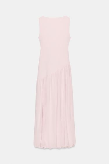 Zara LONG COMBINATION TULLE DRESS - Pale pink