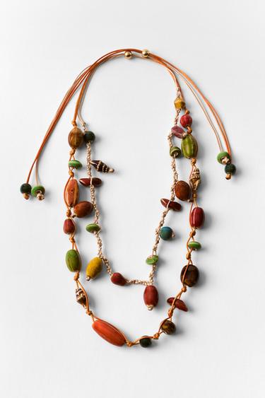 COLLAR DOBLE CORDÓN PIEZAS CERÁMICA - Multicolor de Zara