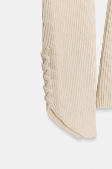 VESTE EN MAILLE À MANCHES BOUFFANTES - Écru moyen de Zara - Image 9