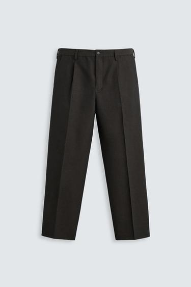 COTTON/WOOL PLEATED TROUSERS - Earth by Zara