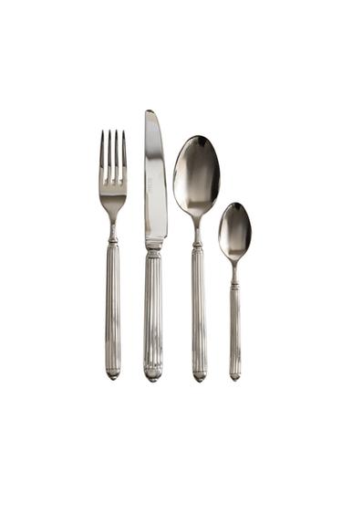 SET CUBIERTO 4 PIEZAS ACERO ESTRIADO - Acero de Zara