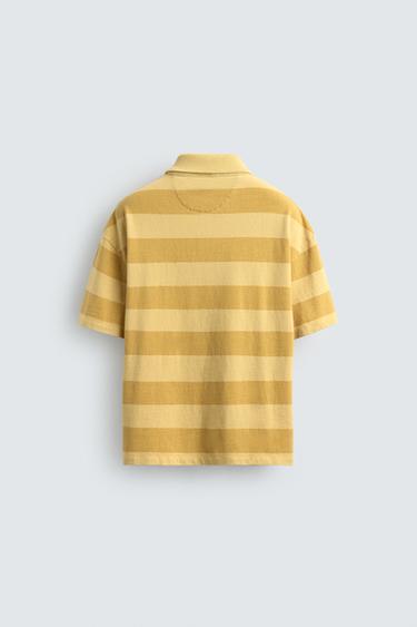 RELAXED FIT STRIPED POLO SHIRT - Yellow by Zara - Image 7