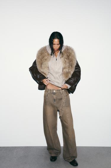 JEANS TRF OVERSIZE BARREL TIRO BAJO - Marrón de Zara